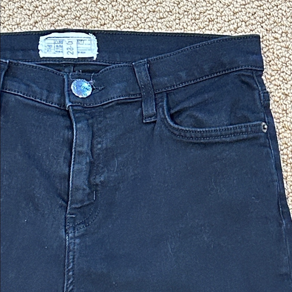 Current Elliott The High Waist Flare Jeans size 28 Black Distressed Frayed Hem - Picture 4 of 15
